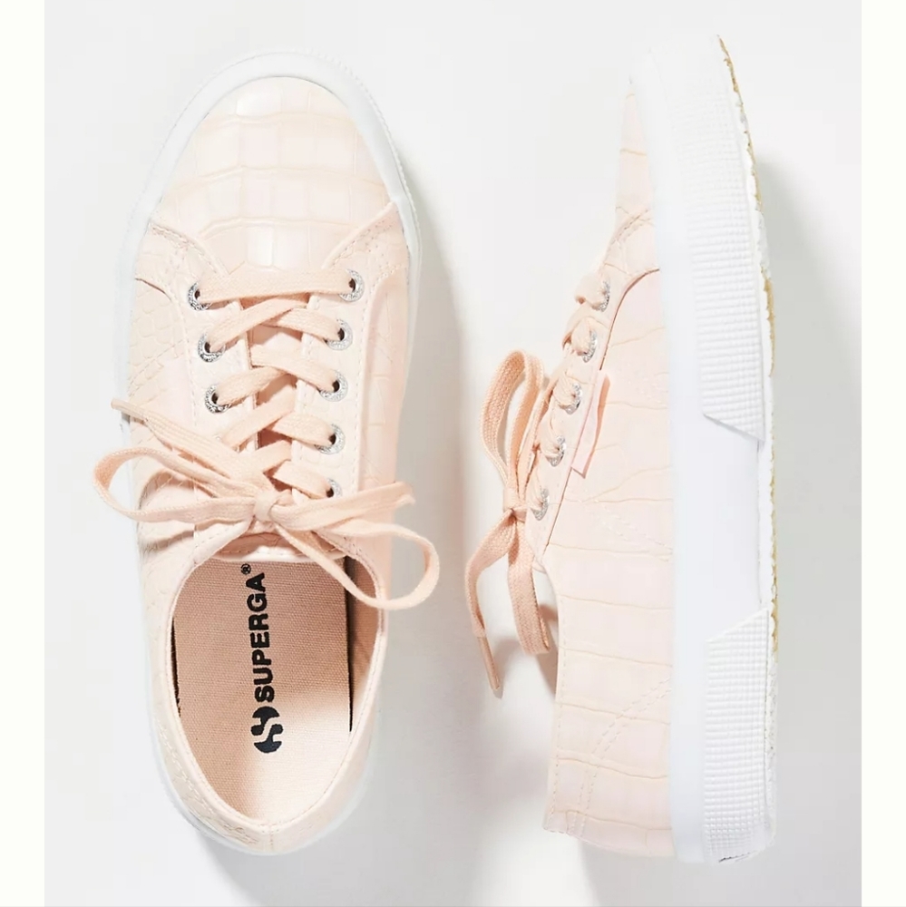 Superga 2750 Embossed faux Crocodile sneakers - light pink